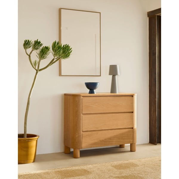 Natūralios spalvos šoninė spintelė iš uosio 120x80x40 cm Salaya – Kave Home-image-1