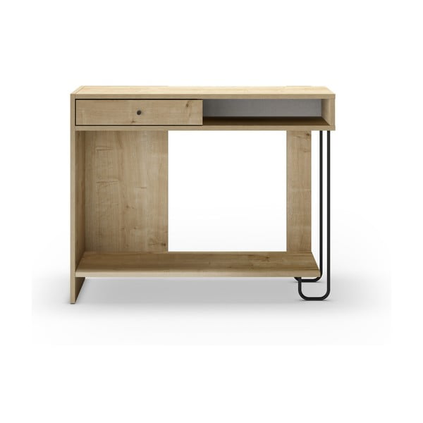 Konsolinis staliukas natūralios spalvos su ąžuolo dekoro stalviršiu 35x100 cm Saturne – Marckeric