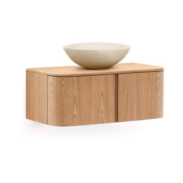 Natūralios spalvos pakabinama spintelė po kriaukle iš uosio 90x35 cm Salaya – Kave Home-image-3