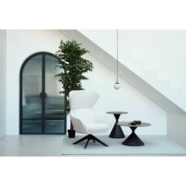 Juodos spalvos apvalios formos kavos staliukas su marmuro dekoro stalviršiu ø 70 cm Joona – Bizzotto-image-1