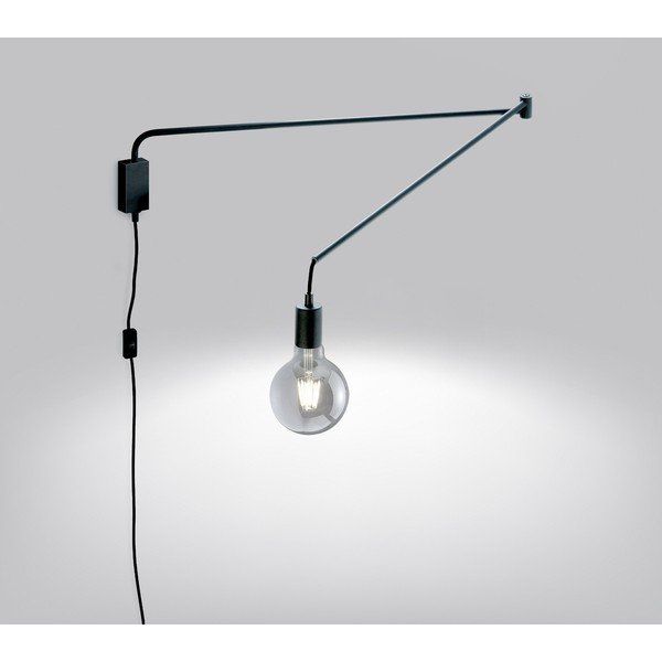 Matinės juodos spalvos sieninė lempa su sulankstoma konstrukcija su kištuku Line – Trio-image-1