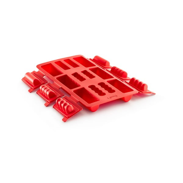 Raudona silikoninė forma mini ruladoms Lékué Square