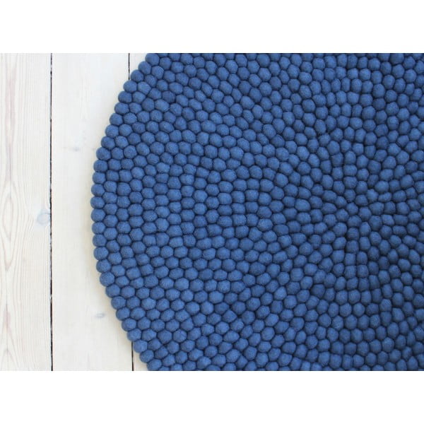 Mėlynas vilnos kilimas Wooldot Ball Rugs, ⌀ 90 cm