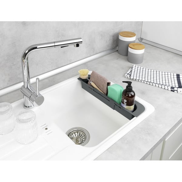 Pilkos spalvos iš plastiko ištraukiama džiovyklė kriauklei 49,5x8,5 cm Fino – Wenko-image-1