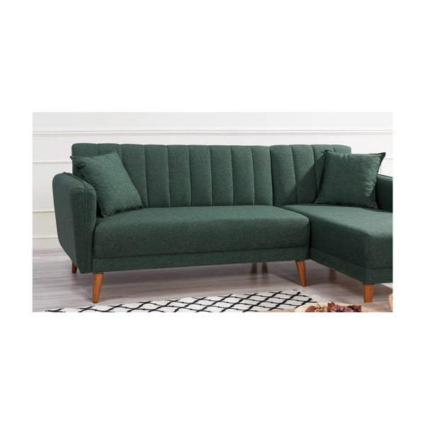 Sulankstoma kampinė sofa tamsiai žalios spalvos (su dešiniuoju kampu) Aqua – Balcab Home-image-3