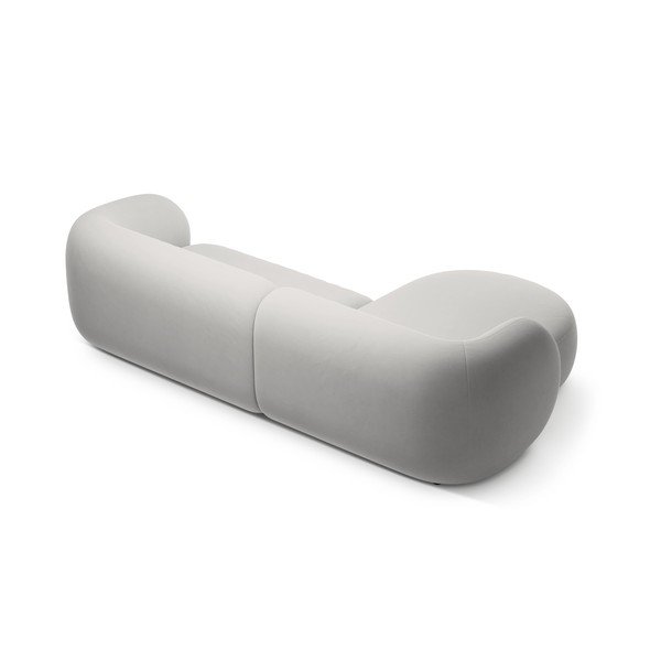 Šviesiai pilkos spalvos kampinė sofa iš velveto (su kairiuoju kampu/su gultu) Kate – Micadoni -image-3