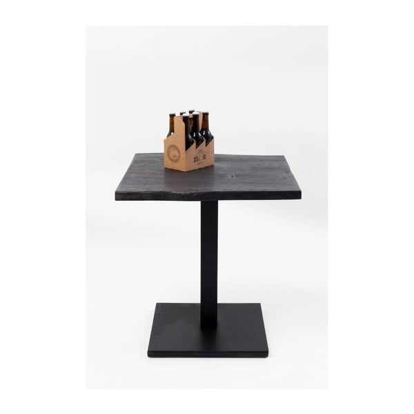 Juodas valgomojo stalas su akacijos medienos stalviršiu "Kare Design Nature", 70 x 70 cm