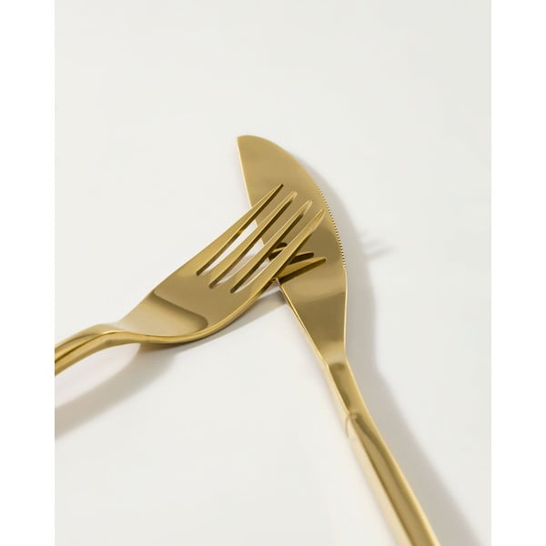 Auksinės spalvos stalo įrankiai iš nerūdijančio plieno 16 vnt. Lite – Kave Home-image-4