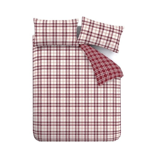 Bordo spalvos dvigulė patalynė 200x200 cm Kelso Check – Catherine Lansfield