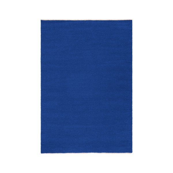 Rankų darbo mėlynos spalvos iš vilnos mišinio kilimas 70x150 cm Row – Jotex