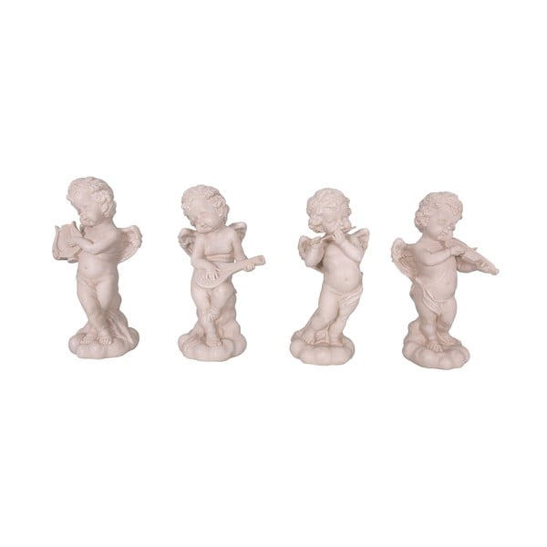 4 dekoratyvinių polirezino statulėlių rinkinys, angelo formos Antic Line Musiciens, 22 cm aukščio