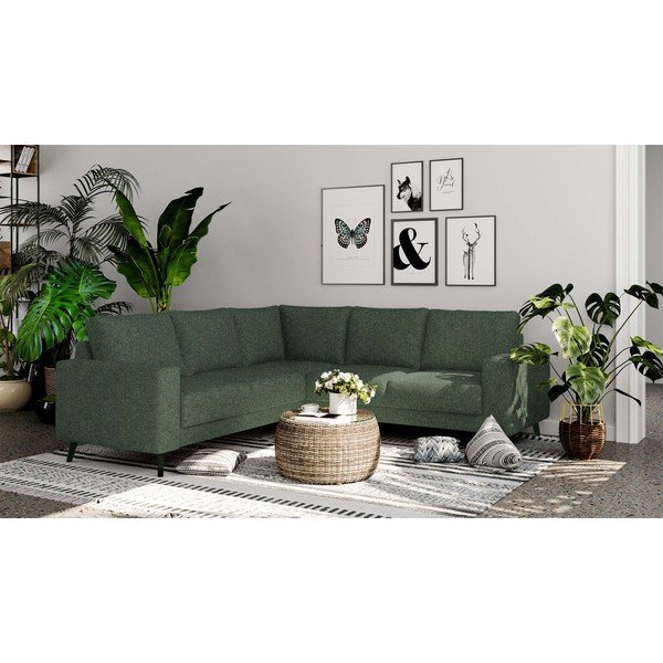 Tamsiai žalios spalvos kampinė sofa Fynn – Ghado-image-1