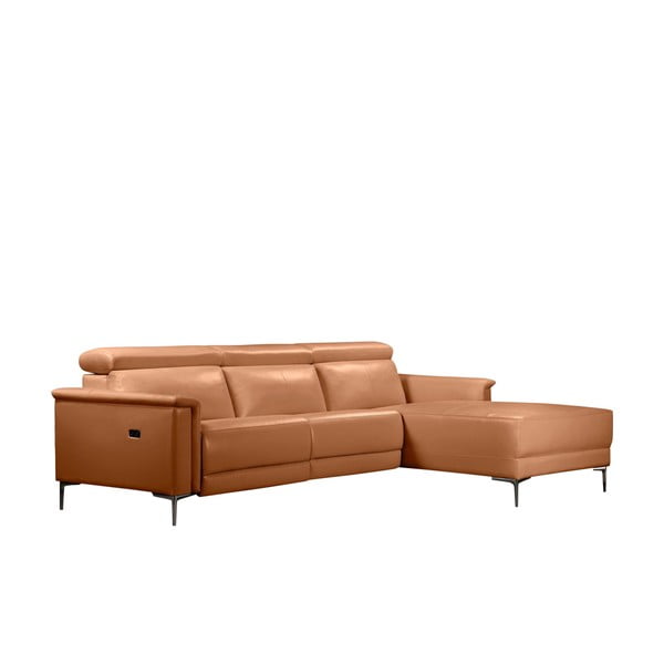 Iš dirbtinės odos kampinė sofa rudos spalvos (su dešiniuoju kampu) Lund – Støraa-image-2