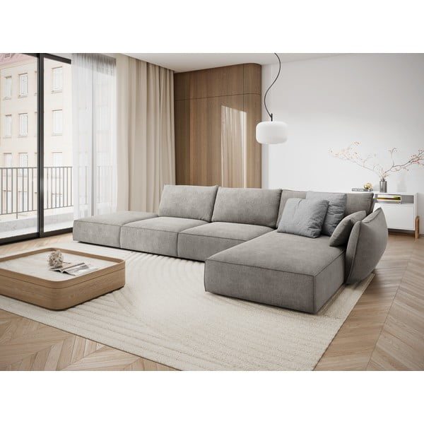 Šviesiai pilka kampinė sofa (dešinysis kampas) Vanda - Mazzini Sofas-image-1