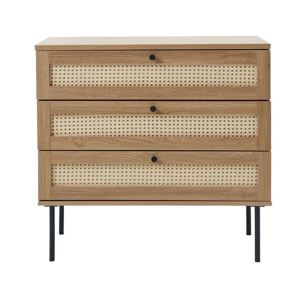 Žema šoninė spintelė natūralios spalvos iš ąžuolo 80x75 cm Pensacola – Unique Furniture