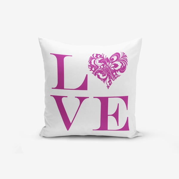 Minimalistiniai pagalvių užvalkalai Love Purple, 45 x 45 cm