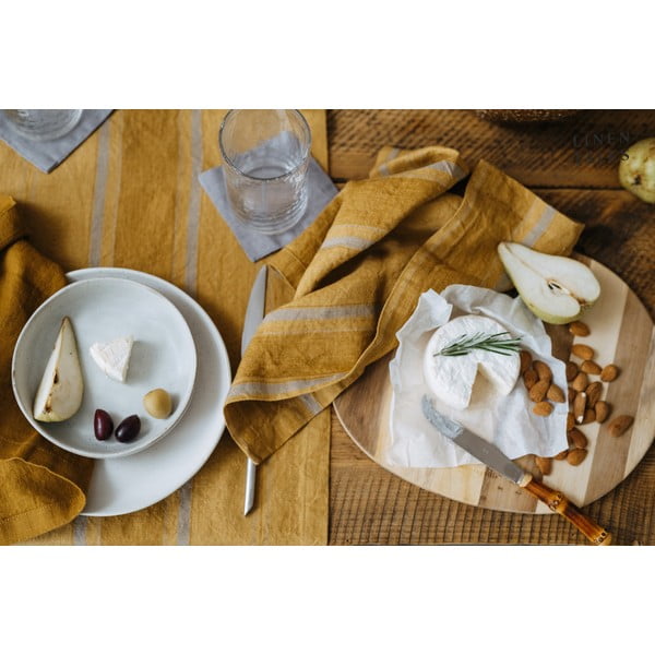 Iš lino servetėlės 2 vnt. Amber Bronze Stripes – Linen Tales-image-1