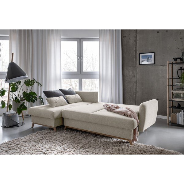 Smėlio spalvos sulankstoma/su sandėliavimo vieta kampinė sofa (su kairiuoju kampu/su gultu) Scandic Lagom – Miuform-image-4