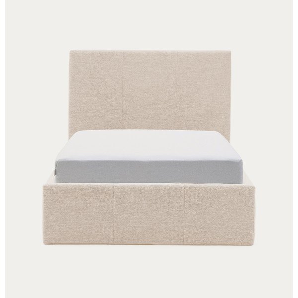 Smėlio spalvos viengulė lova audiniu dengta su sandėliavimo vieta su lovos grotelėmis 90x200 cm Nahiri – Kave Home-image-4
