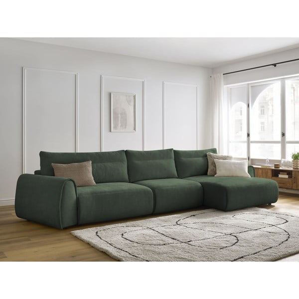 Kampinė sofa tamsiai žalios spalvos Aden – Bobochic Paris-image-1