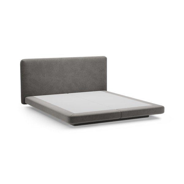 Tamsiai pilkos spalvos dvigulė lova audiniu dengta 200x200 cm Linea – Micadoni -image-2