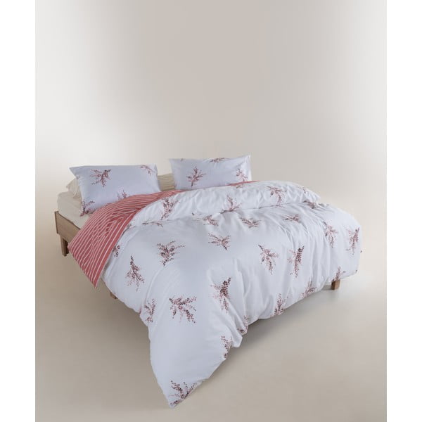 Baltos spalvos/rožinės spalvos iš ranforce medvilnės viengulė patalynė 140x200 cm Breeze Floral – Mila Home Luxury-image-2