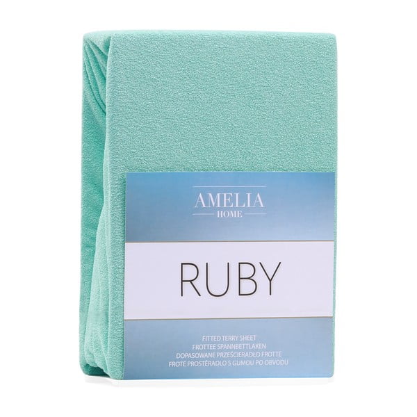 AmeliaHome Rubino mėtos žalios spalvos elastinga paklodė su dideliu kiekiu medvilnės, 80/90 x 200 cm-image-2