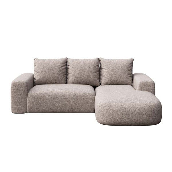 Pilkos spalvos kampinė sofa (su dešiniuoju kampu/su gultu) Monce – Rodier