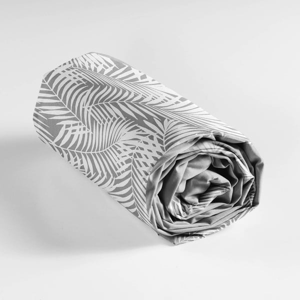Paklodė iš medvilnės baltos spalvos/pilkos spalvos su guma 90x190 cm Botania – douceur d'intérieur-image-3
