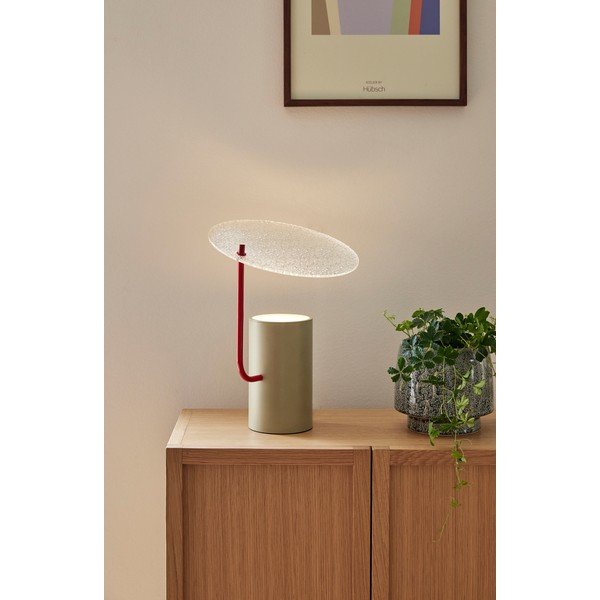 Stalinis šviestuvas khaki spalvos (aukštis 35 cm) su stiklo gaubtu Disc – Hübsch-image-3