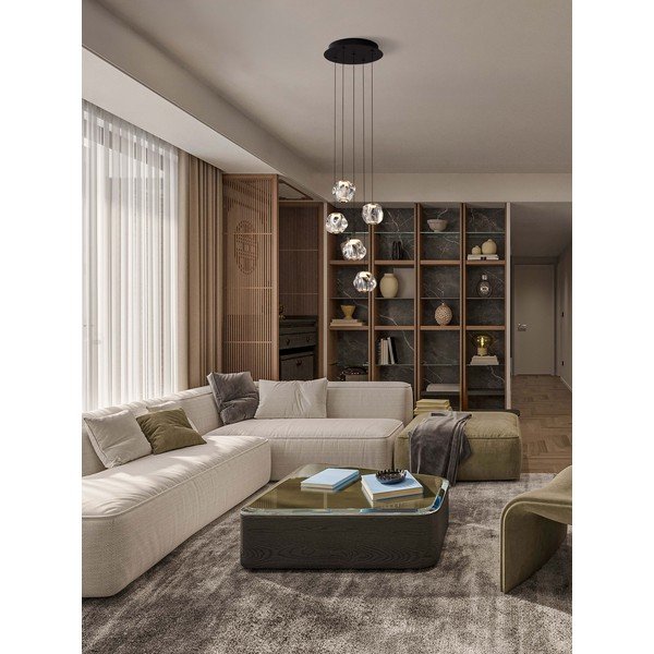 Matinės juodos spalvos iš metalo kabantis šviestuvas LED su pritemdymo funkcija ø 30 cm su gaubtu iš akrilo stiklo Ifos – Nova Luce-image-1