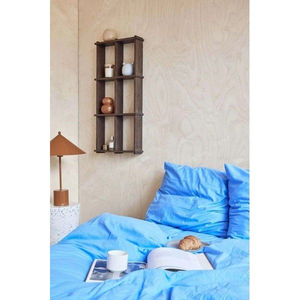 Tamsios natūralios spalvos iš uosio masyvo kelių aukštų sieninė lentyna 42,5 cm Grid – OYOY Living Design-image-2
