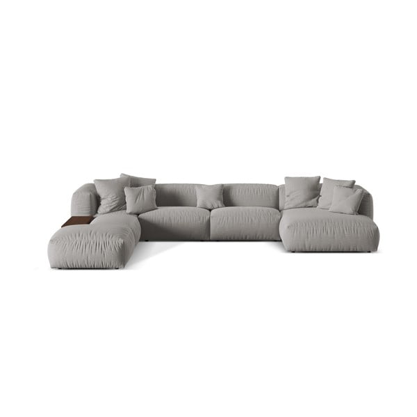 Modulinė kampinė sofa šviesiai pilkos spalvos (su kairiuoju kampu/„U“ formos) Martina – Micadoni Home