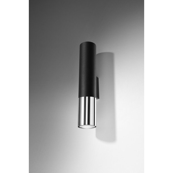 Juodos spalvos/sidabrinės spalvos iš metalo sieninė lempa ø 6 cm Longbot – Sollux-image-2