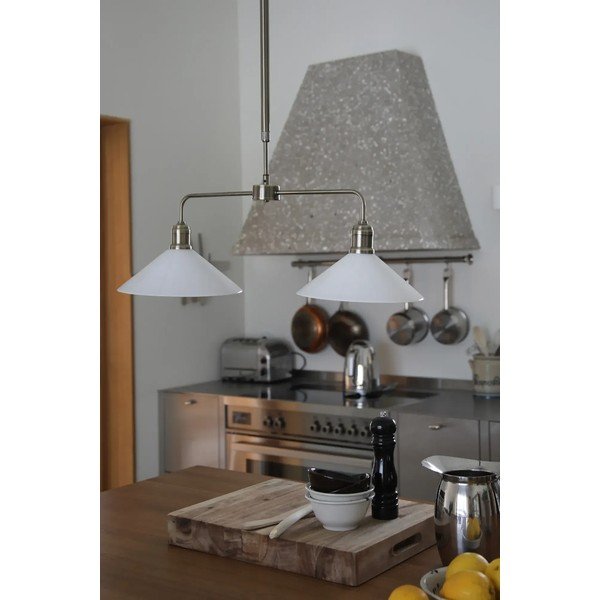 Baltos spalvos/žalvario spalvos iš metalo kabantis šviestuvas su stiklo gaubtu Vela – Markslöjd-image-1