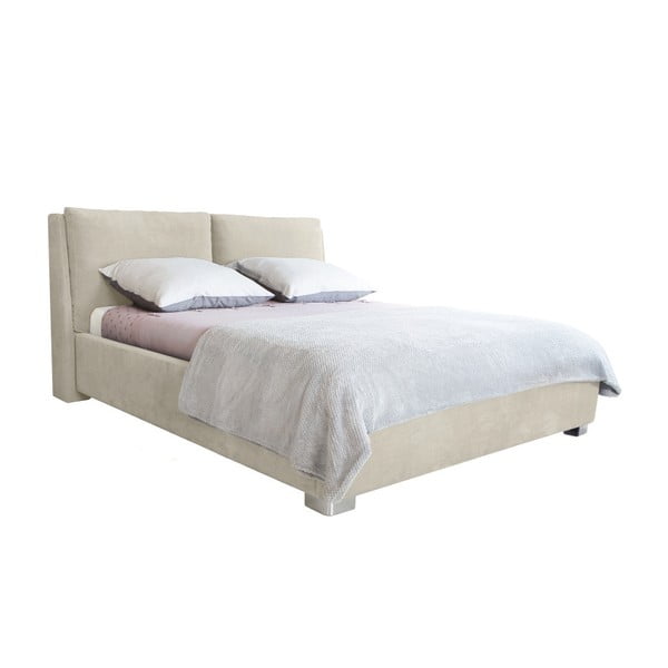Smėlio spalvos dvigulė lova Mazzini Beds Vicky, 140 x 200 cm