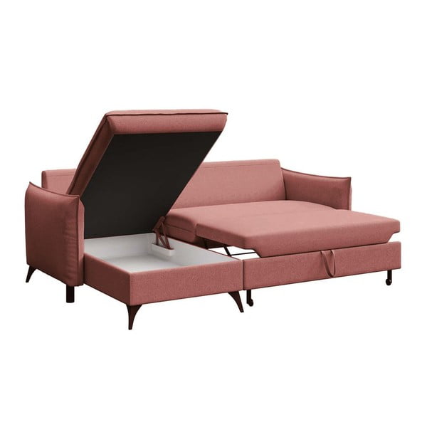 Rožinės spalvos sulankstoma/su sandėliavimo vieta kampinė sofa (su kairiuoju kampu/su gultu) Brim – Rodier-image-3
