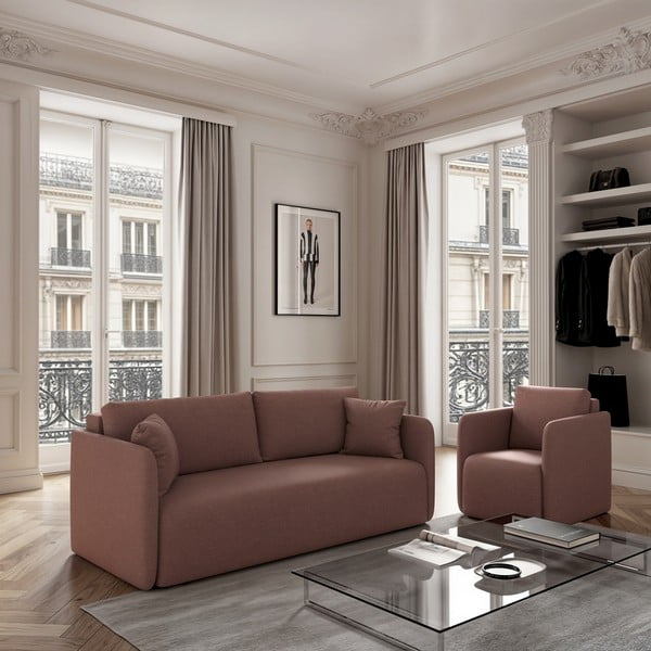 Rožinės spalvos sulankstoma sofa 220 cm Chaum – Rodier-image-1