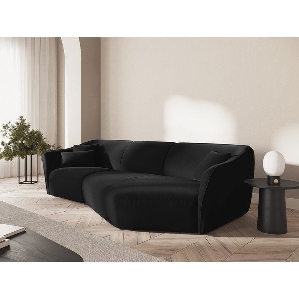 Iš velveto kampinė sofa juodos spalvos Tokyo – Cosmopolitan Design-image-1