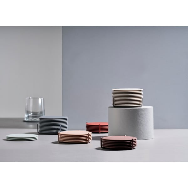 6 šviesiai pilkų padėkliukų puodeliams rinkinys su stovu Zone Singles-image-1