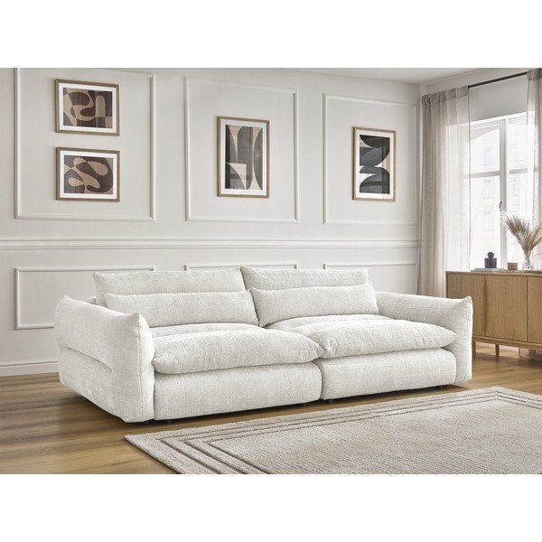 Baltos spalvos sofa iš šenilinio audinio 276 cm Neil – Bobochic Paris-image-1