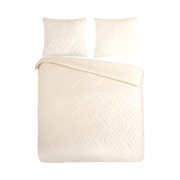 Iš mikropluošto dvigulė/itin ilga patalynė kreminės spalvos 200x220 cm Pure Zigzag – Good Morning