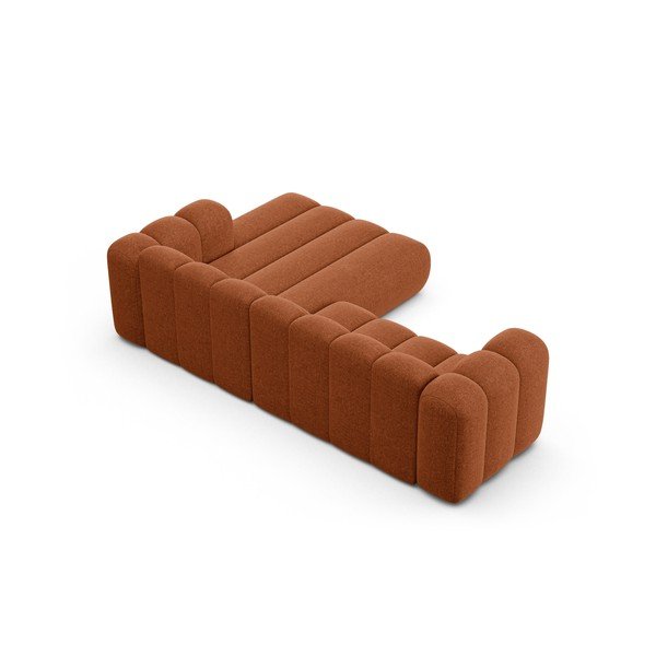 Raudonos plytų spalvos kampinė sofa iš šenilinio audinio (su dešiniuoju kampu/su gultu) Lupine – Micadoni -image-3