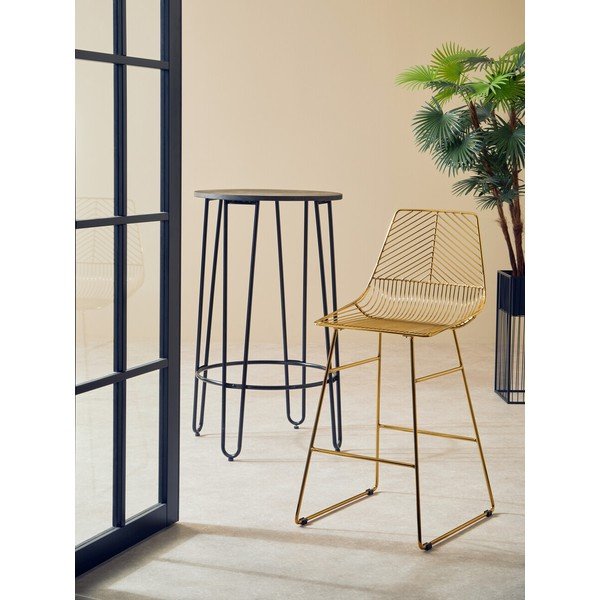 Auksinės spalvos iš metalo baro taburetė District – Premier Housewares-image-3