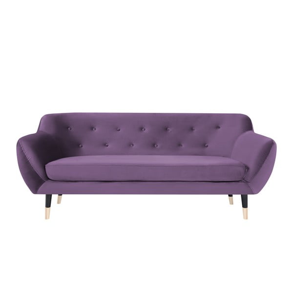 Violetinė sofa su juodomis kojomis Mazzini Sofas Amelie, 188 cm