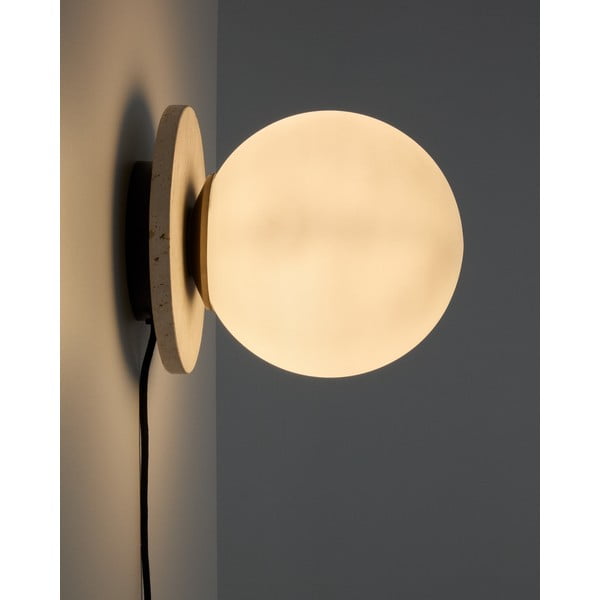Baltos spalvos/kreminės spalvos iš marmuro sieninė lempa ø 20 cm Malachi – Kave Home-image-1