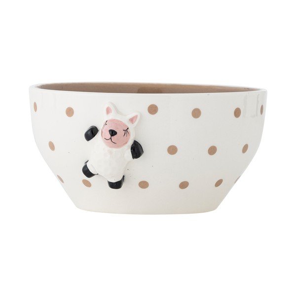 Baltos spalvos/rudos spalvos iš akmens masės vaikiškas dubuo ø 14 cm Dolly – Bloomingville Mini