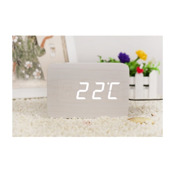 Baltas žadintuvas su baltu LED ekranu Gingko Brick Click Clock Clock-image-4