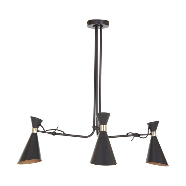Juodos spalvos/auksinės spalvos iš metalo kabantis šviestuvas su metaliniu gaubtu Linox – Premier Housewares-image-3