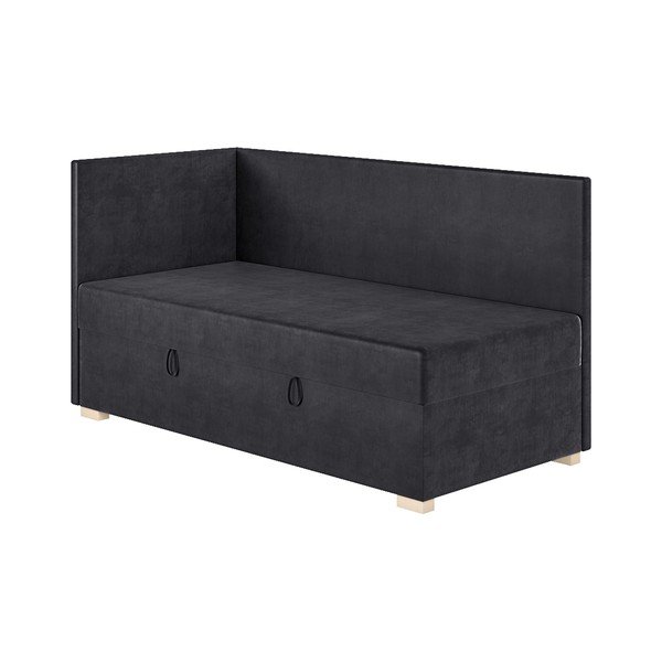 Tamsiai mėlynos spalvos kampinė vaikiška lova su sandėliavimo vieta su čiužiniu  90x200 cm Flexi – Ghado-image-4